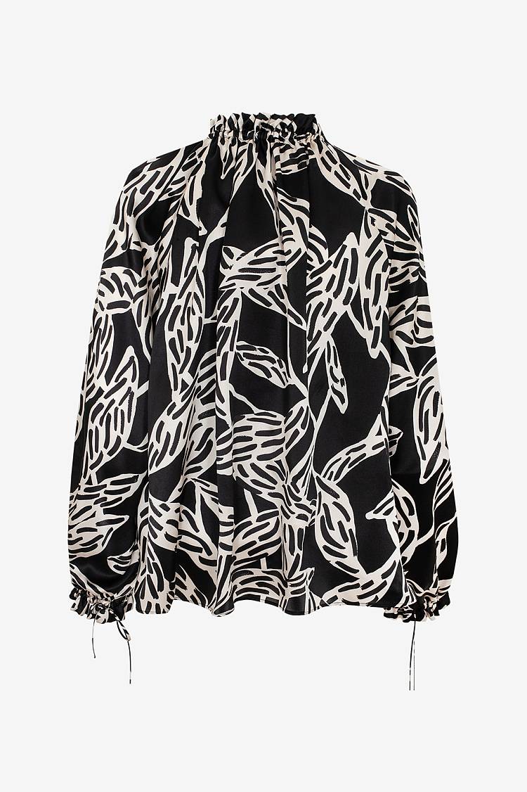 Sly 010 Seidenbluse mit gekräuseltem Kragen Im Verkauf