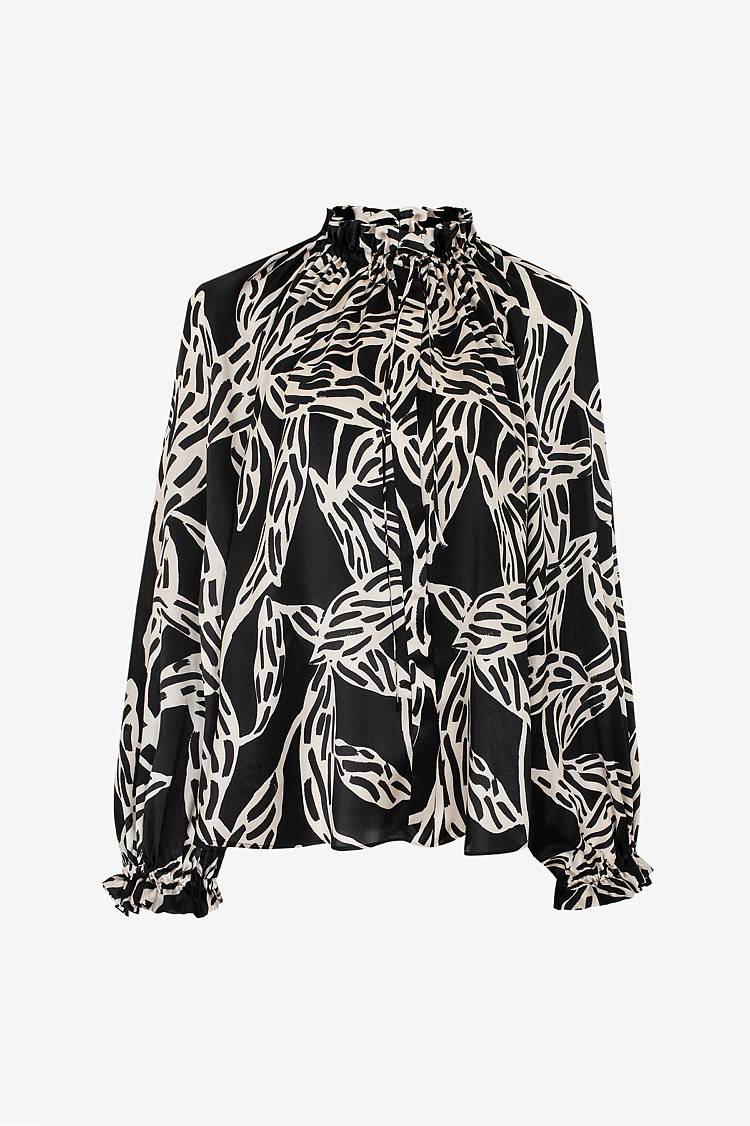 Sly 010 Seidenbluse mit gekräuseltem Kragen Im Verkauf