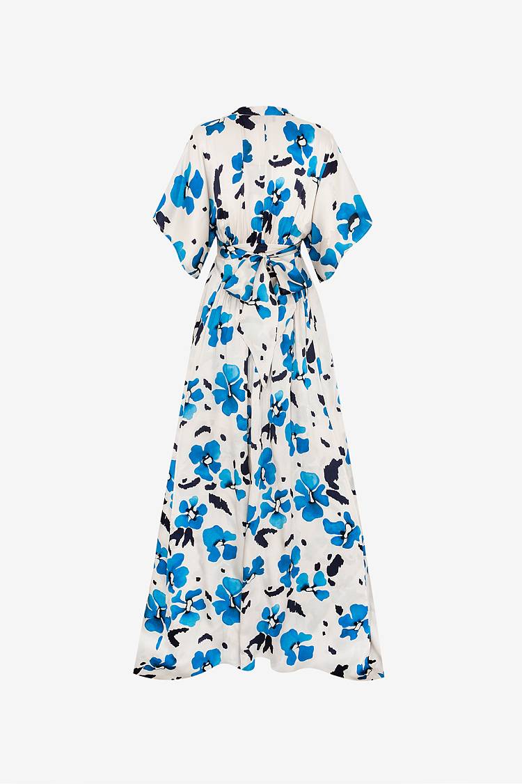 Sly 010 Langes Seidenkleid mit Blumendruck Fabrikpreis