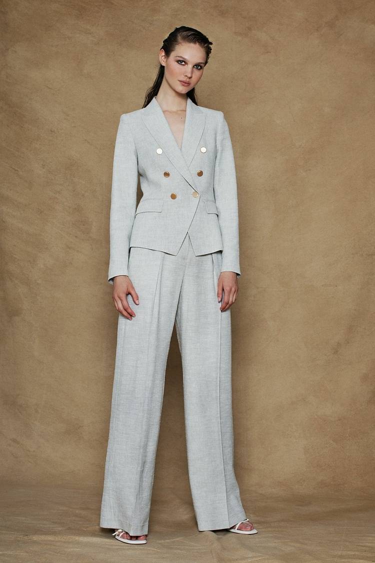 Sly 010 Doppelreihiger Blazer aus Leinengemisch Online Outlet