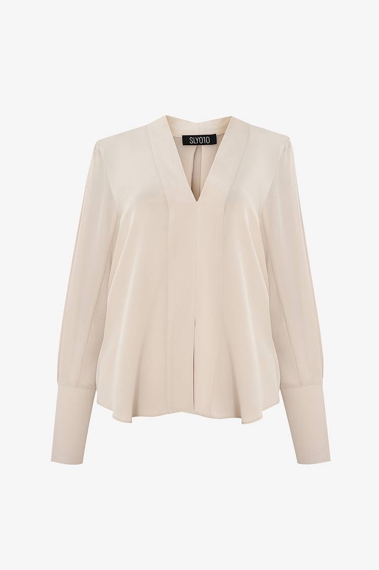 Sly 010 Schlichte Seidenbluse mit V-Ausschnitt Bis zu 55% Rabatt