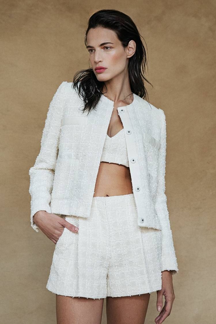 Sly 010 Jacke aus Tweed mit verdeckter Knopfleiste Nur noch ein Tag übrig