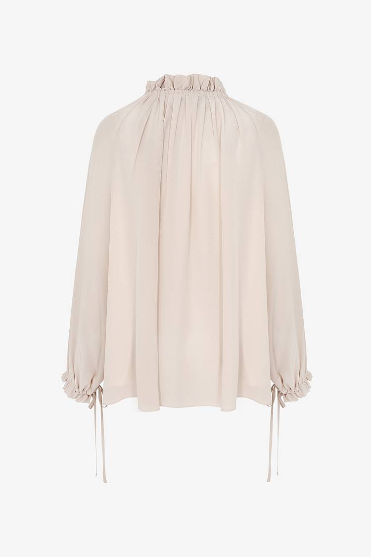 Sly 010 Seidenbluse mit gekräuseltem Kragen Riesige Rabatte