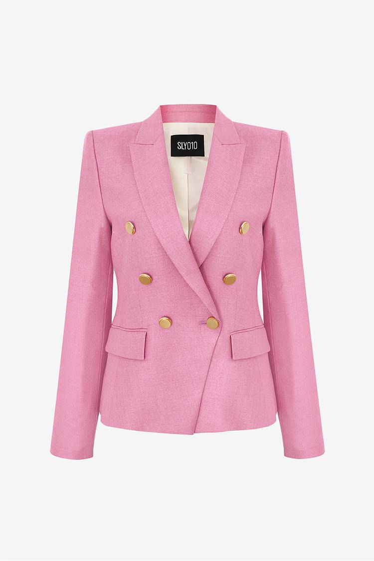 Sly 010 Doppelreihiger Blazer aus Wolle-Seide-Gemisch Neueste Stile