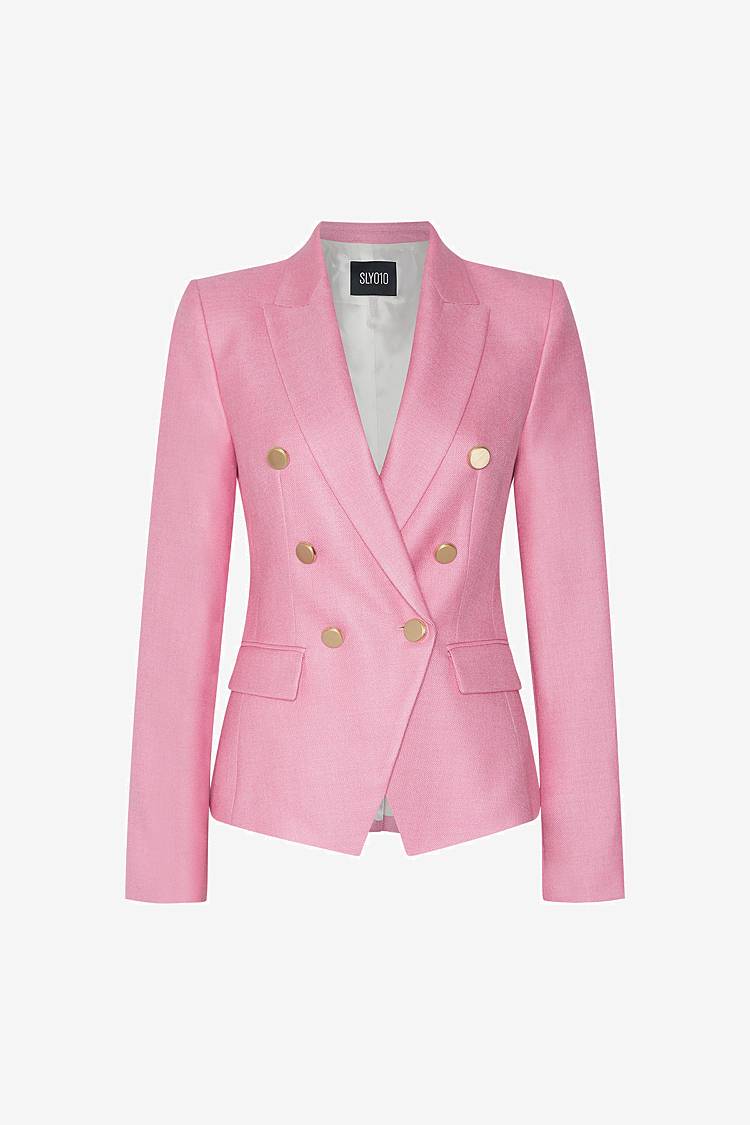 Sly 010 Doppelreihiger Blazer aus Wolle-Seide-Gemisch Neueste Stile