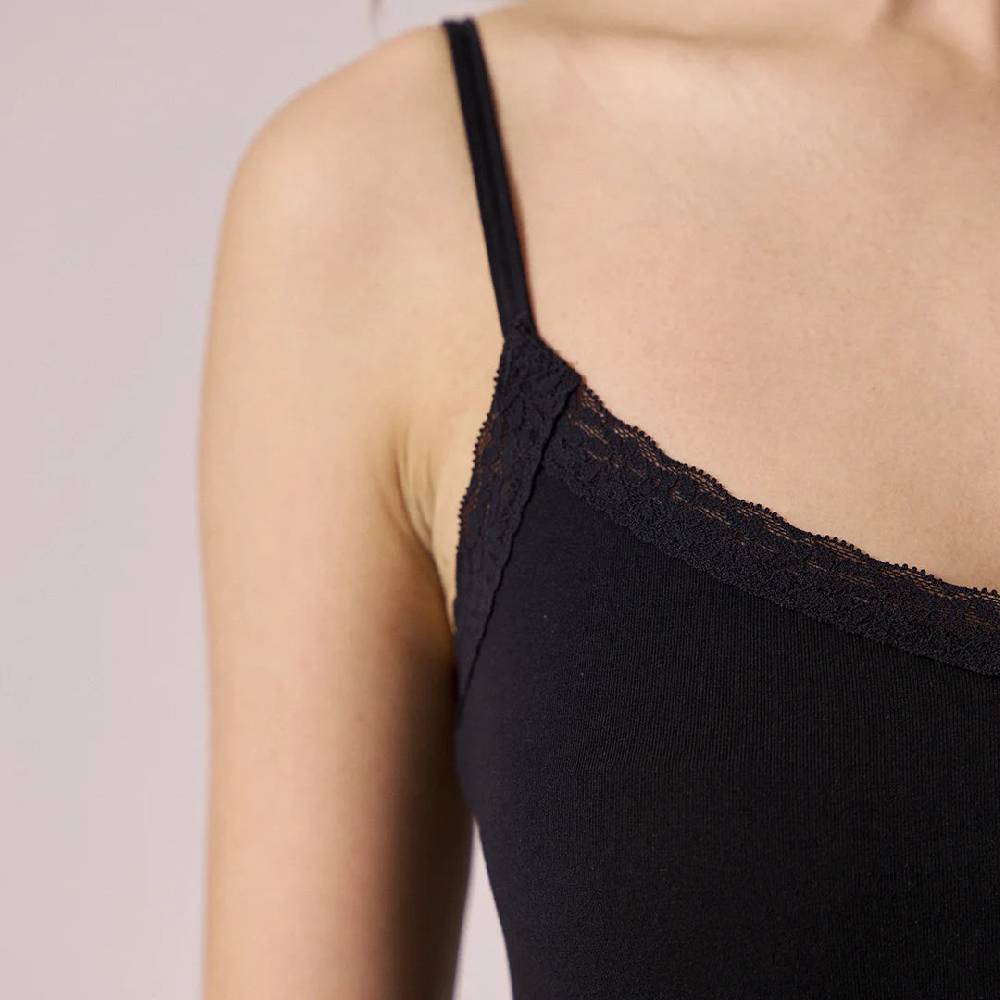 ﻿Snocks Damen Unterhemd mit Spitze aus Bio-Baumwolle Jubiläumsangebot