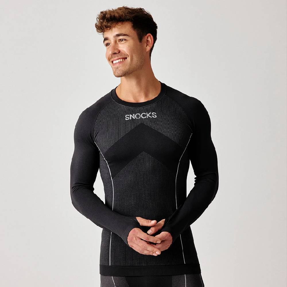 Snocks Thermounterwäsche Herren mit Daumenloch aus recyceltem Polyester Großer Ausverkauf