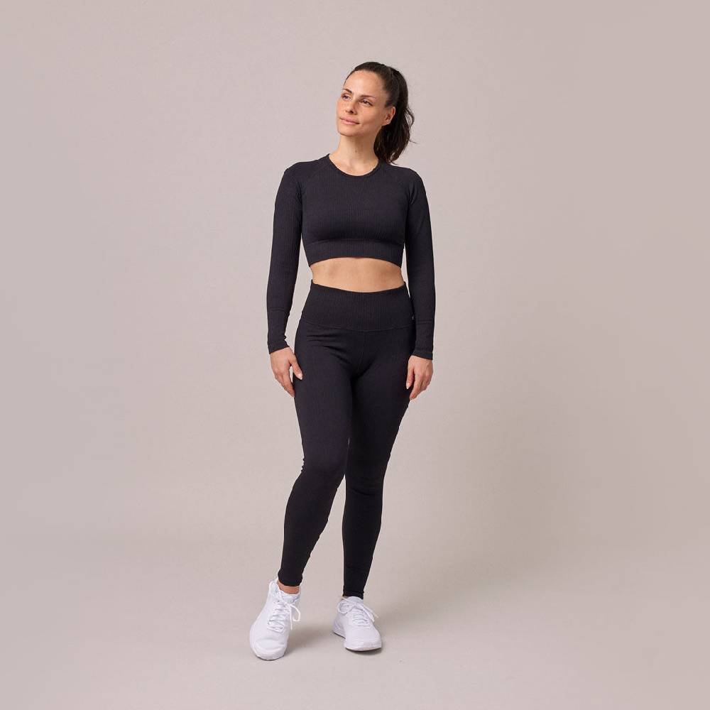 Snocks Geripptes Sportshirt langarm Damen aus recyceltem Polyamid 50% Rabatt für begrenzte Zeit
