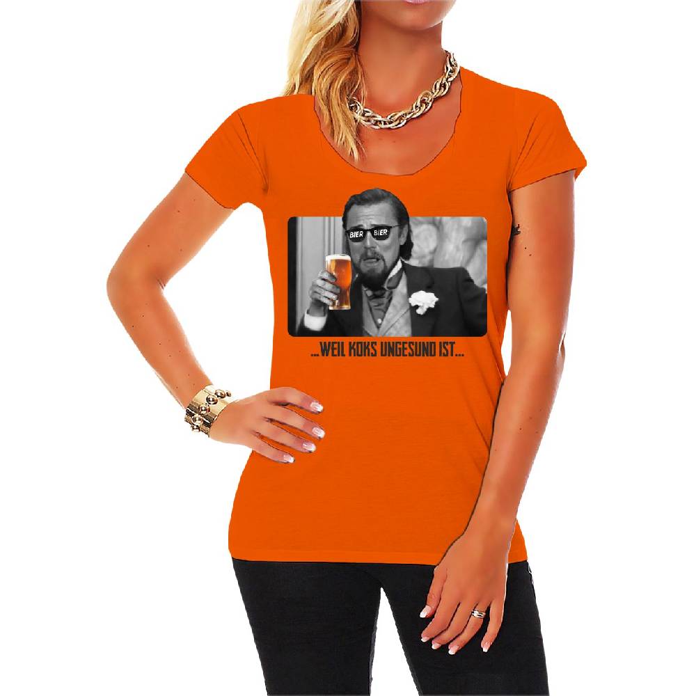 Spass Kostet Frauen T-Shirt BIER weil Koks ungesund ist SCHWARZE SCHRIFT