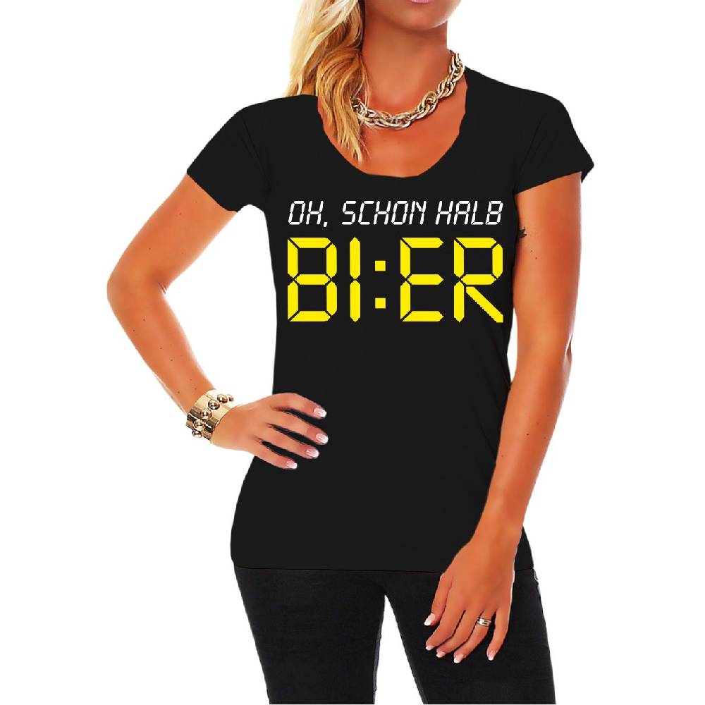 Spass Kostet Frauen Shirt Oh, schon halb BIER Neueste Mode