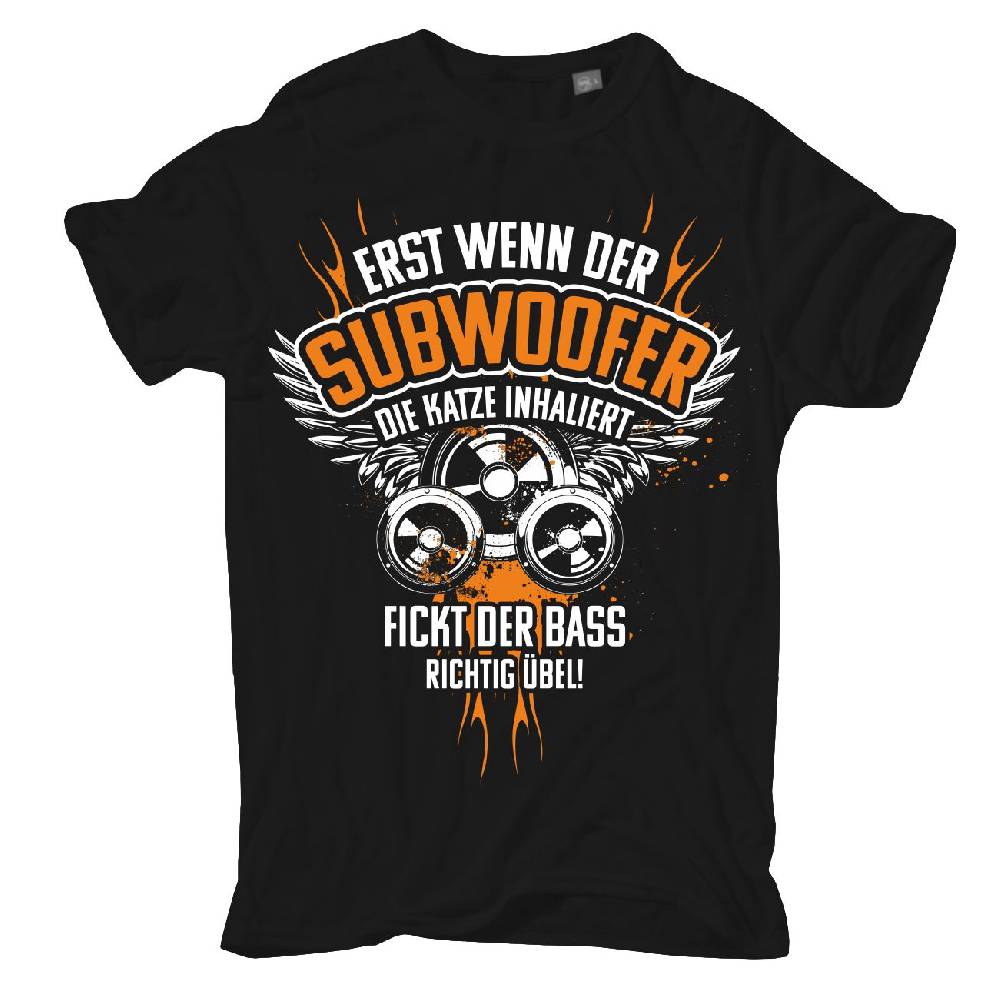 Spass Kostet Männer T-Shirt BASS Musik Sprüche Erst wenn der Subwoofer die Katze inhaliert S bis XXL Neueste Stile