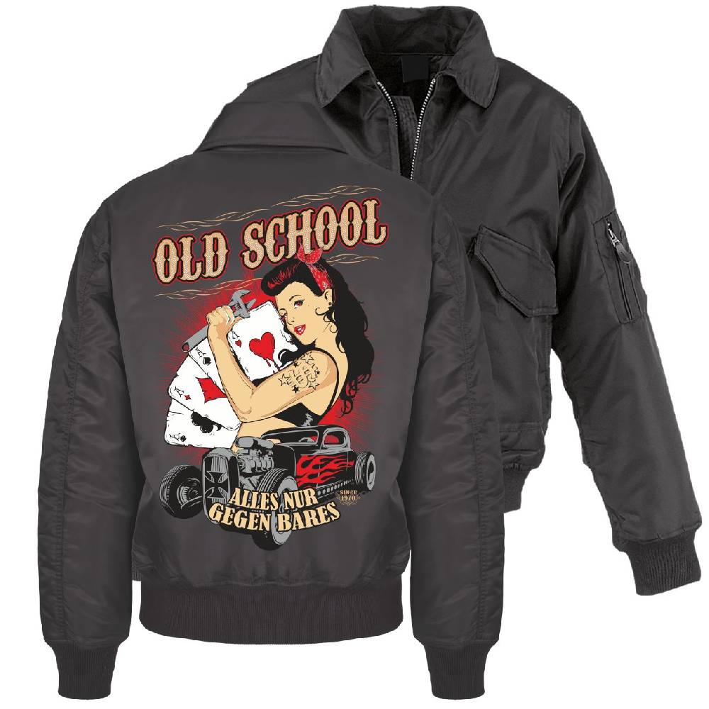 Spass Kostet CWU Bomberjacke mit Kragen Oldschool Rockn Roll Bis zu 50% Rabatt