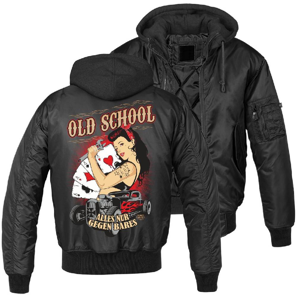 Spass Kostet MA1 Bomberjacke mit Kapuze gefüttert Winter Version Oldschool Rockn Roll Größe S bis 7XL Bis zu 60% Rabatt