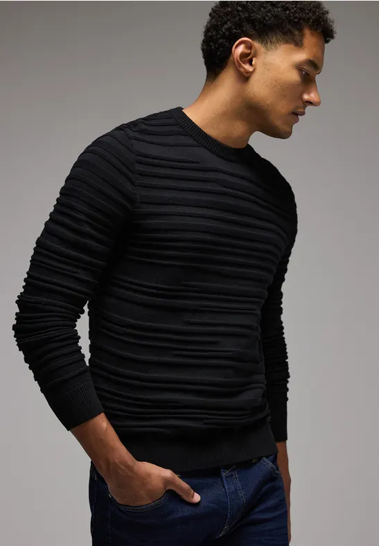 Street One Pullover mit Strukturstreifen Discount Store für neue Produkte