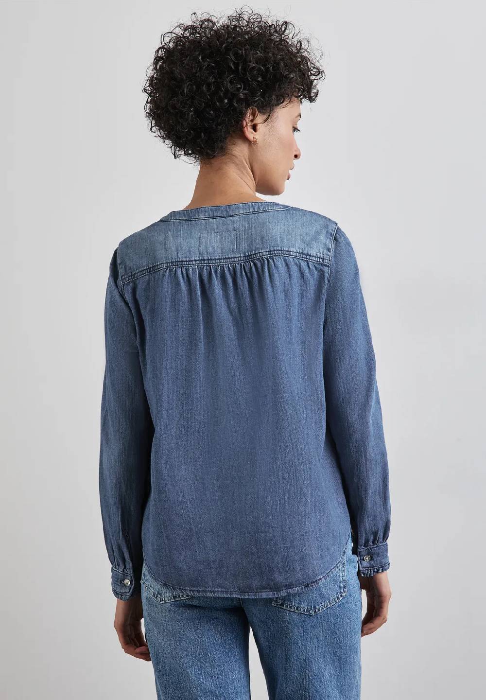 Street One Jeans-Bluse mit Rüschen Flash Sale