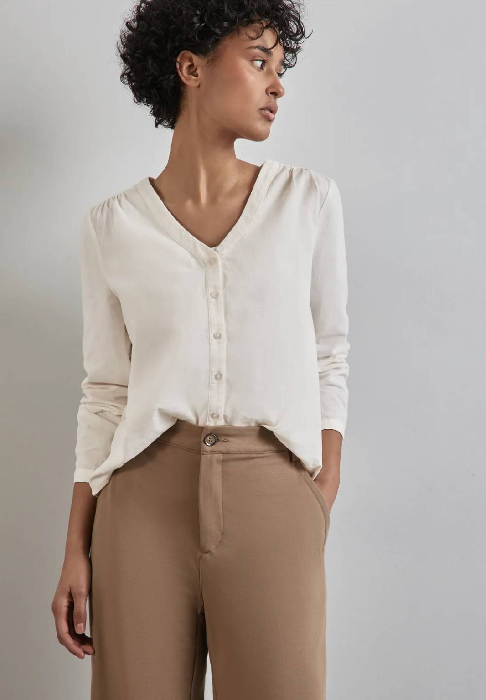 Street One Cord-Bluse mit Knopfleiste