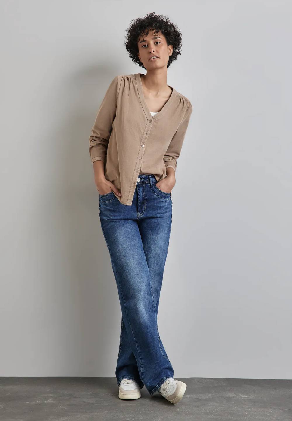 Street One Cord-Bluse mit Knopfleiste