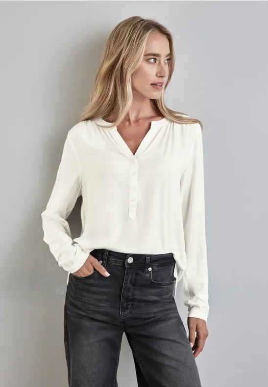 Street One Basic Bluse in Unifarbe Großer Ausverkauf
