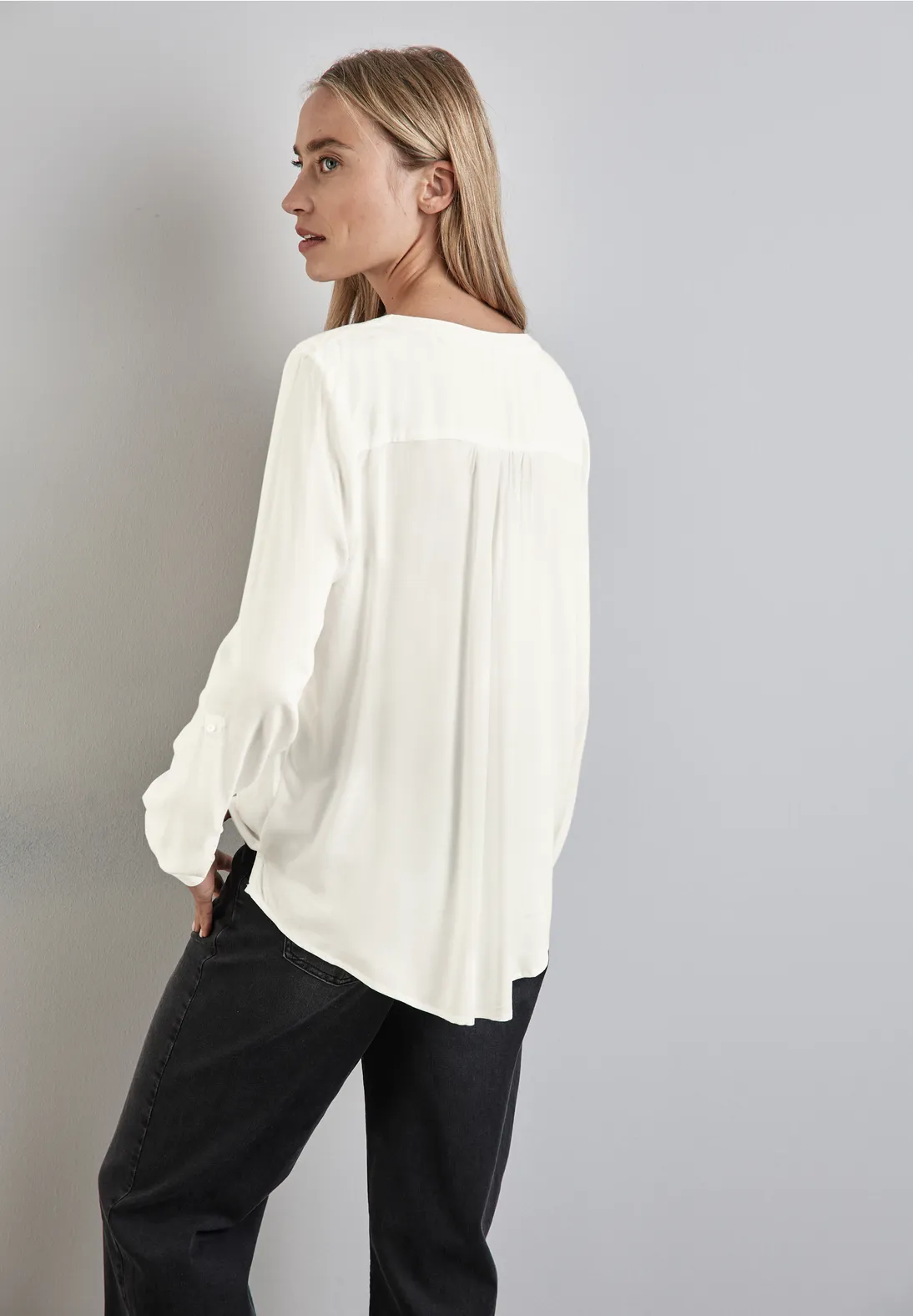 Street One Basic Bluse in Unifarbe Großer Ausverkauf