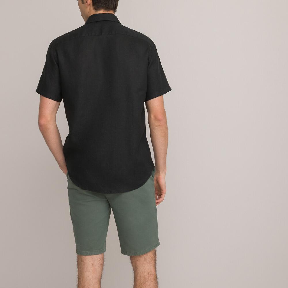 laredoute Kurzärmeliges Leinenhemd Regular-Fit schwarz LA REDOUTE COLLECTIONS Große Rabatte