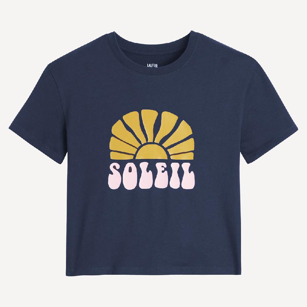 laredoute T-Shirt mit rundem Ausschnitt & Sonnen-Print marine LA REDOUTE COLLECTIONS VIP-Rabatte