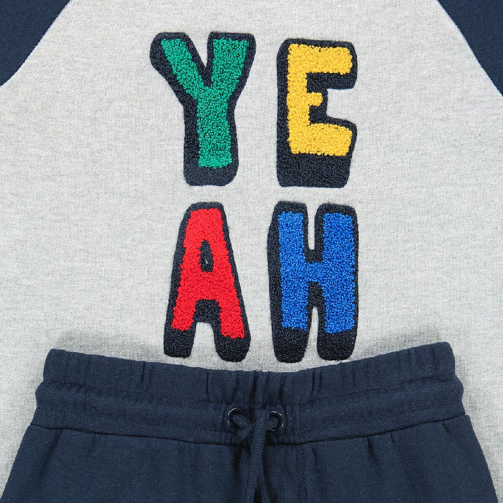 laredoute Pyjama aus Sweatware mit gestickter Frotteeschrift blau/grau LA REDOUTE COLLECTIONS Neueste Stile