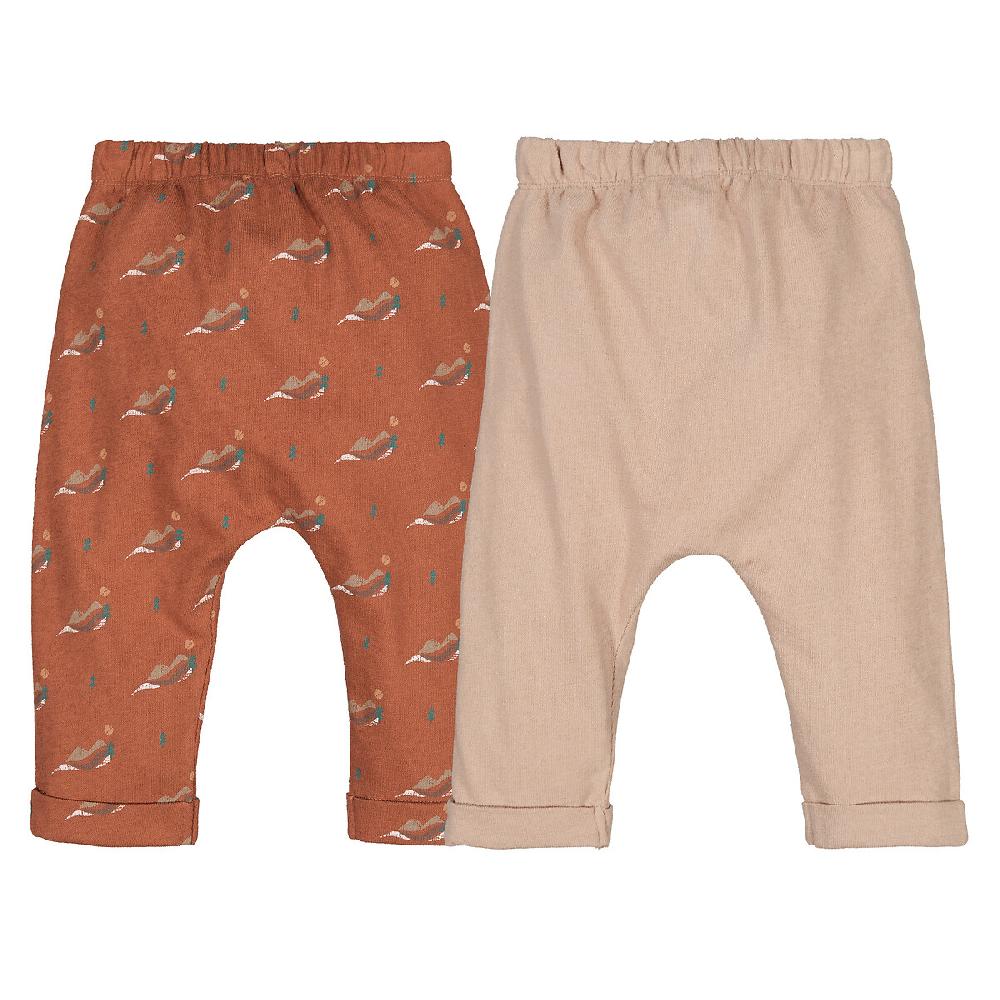 laredoute 2er-Pack Pluderhosen gemusterter Jersey braun / beige LA REDOUTE COLLECTIONS Auslauf