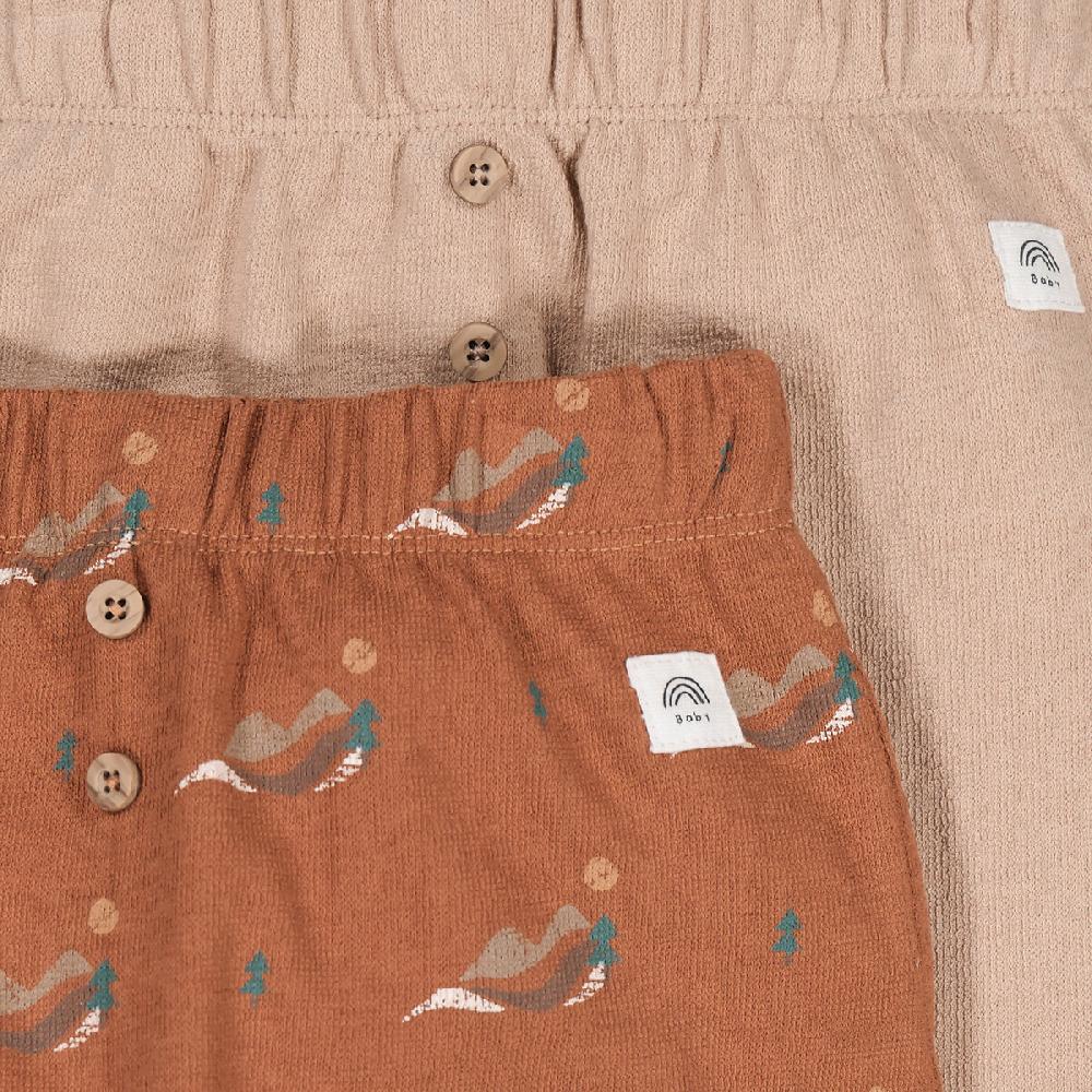laredoute 2er-Pack Pluderhosen gemusterter Jersey braun / beige LA REDOUTE COLLECTIONS Auslauf