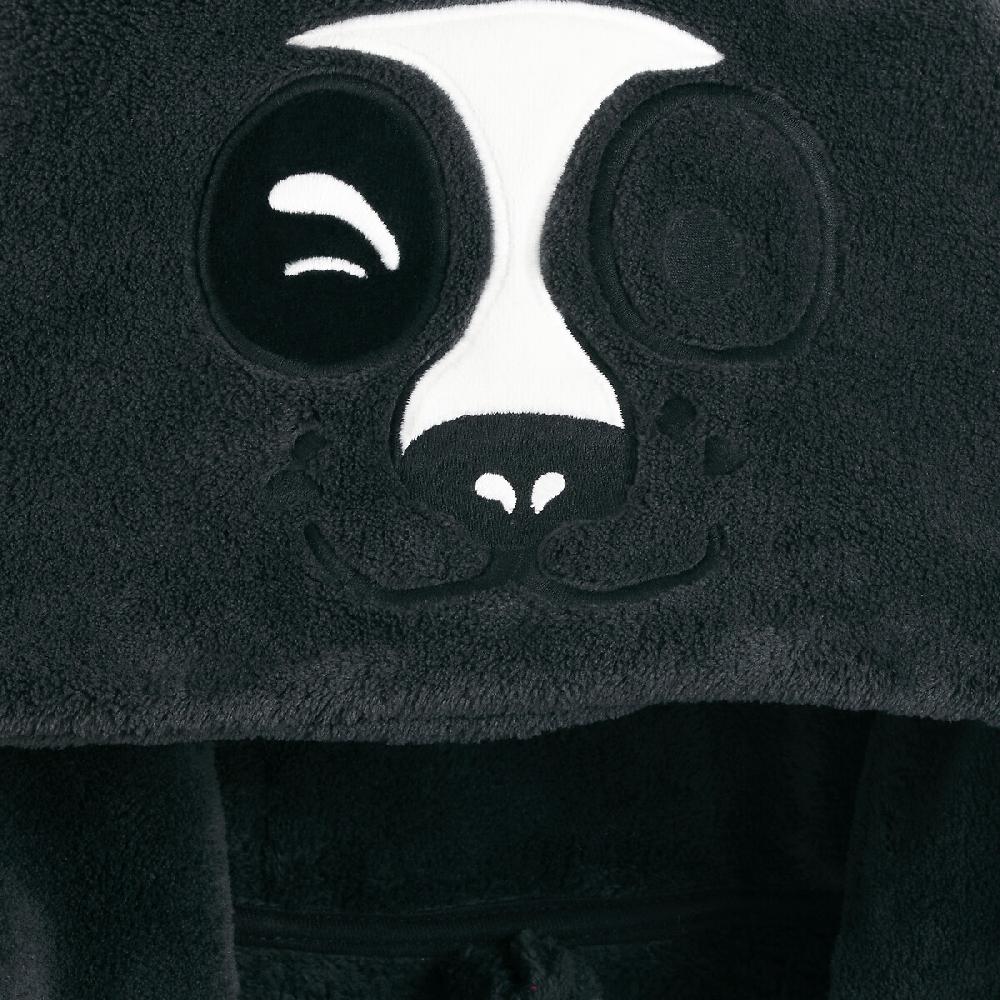laredoute Morgenmantel mit Panda-Kapuze aus Fleece grau LA REDOUTE COLLECTIONS Schlussverkauf