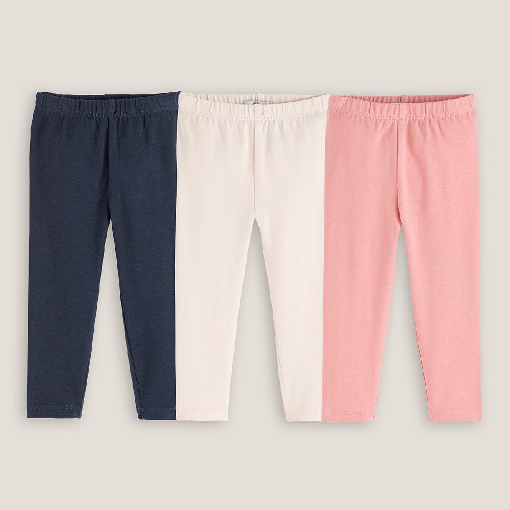 laredoute 3er-Pack Leggings unifarben marine + rosa + ecru LA REDOUTE COLLECTIONS