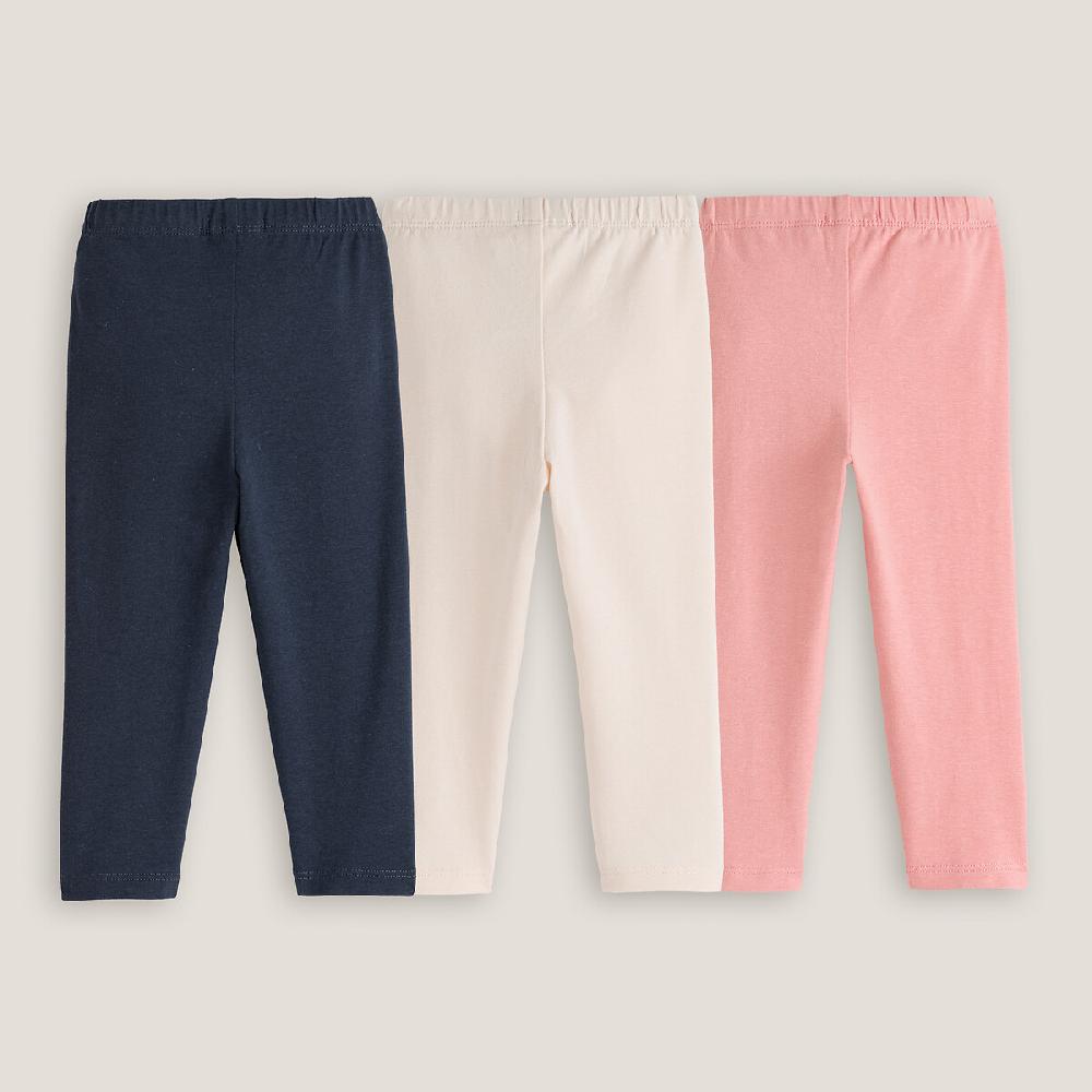 laredoute 3er-Pack Leggings unifarben marine + rosa + ecru LA REDOUTE COLLECTIONS Fabrikverkauf