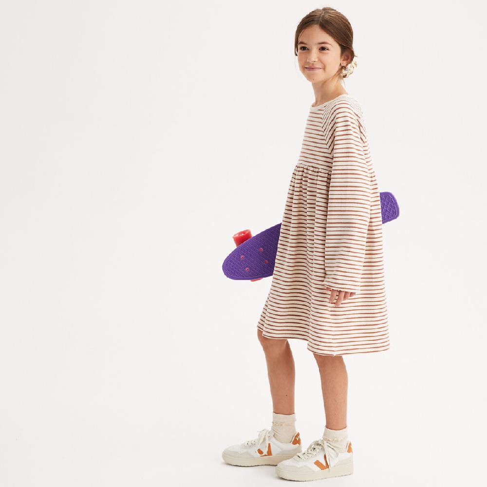 laredoute Gestreiftes Kleid mit langen Ärmeln braun/ecru gestreift LA REDOUTE COLLECTIONS