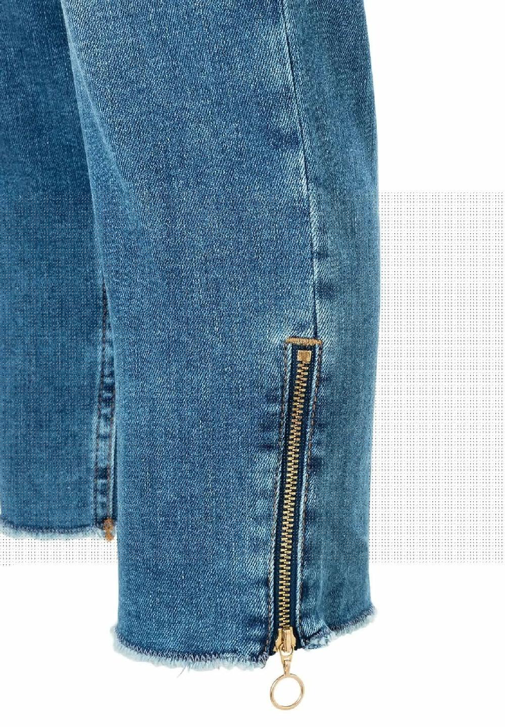 MAC Rich Jeans knöchellang Slim-Fit Fransen-Details für Damen Räumungsverkauf