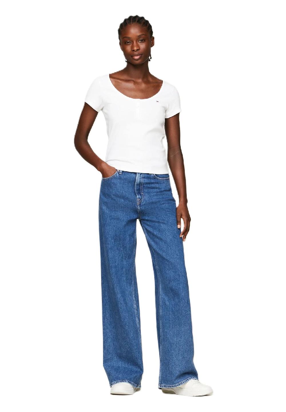 TOMMY Jeans T-Shirt Henley-Ausschnitt für Damen Preisnachlass