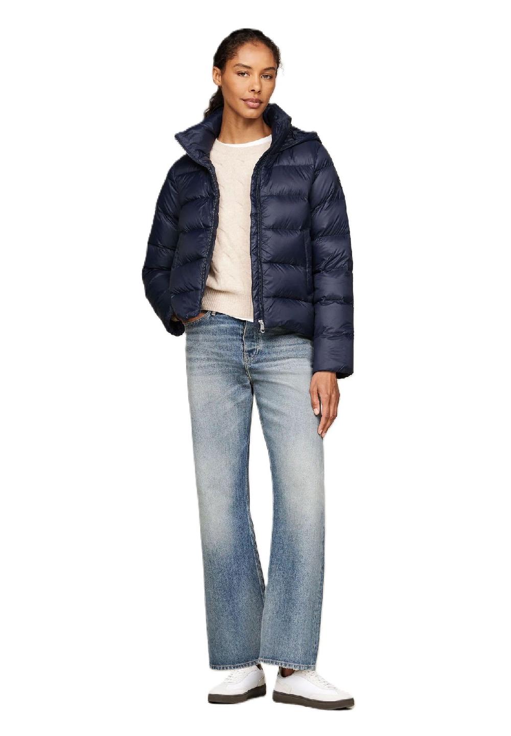 TOMMY HILFIGER Steppjacke Stehkragen Logo-Patch für Damen Weihnachtsangebot