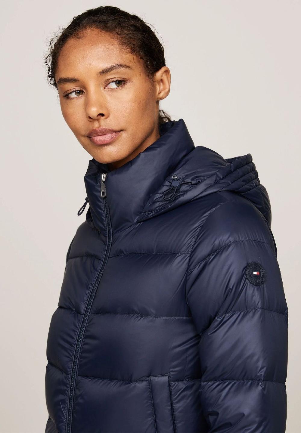 TOMMY HILFIGER Steppjacke Stehkragen Logo-Patch für Damen Weihnachtsangebot