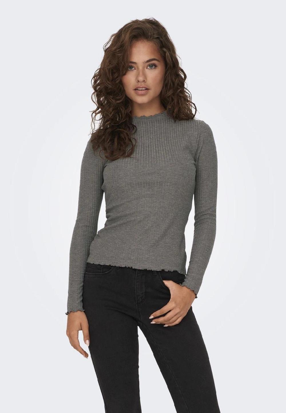 ONLY® Langarmshirt "Emma" Stehkragen Ripp-Design für Damen Online Shopping