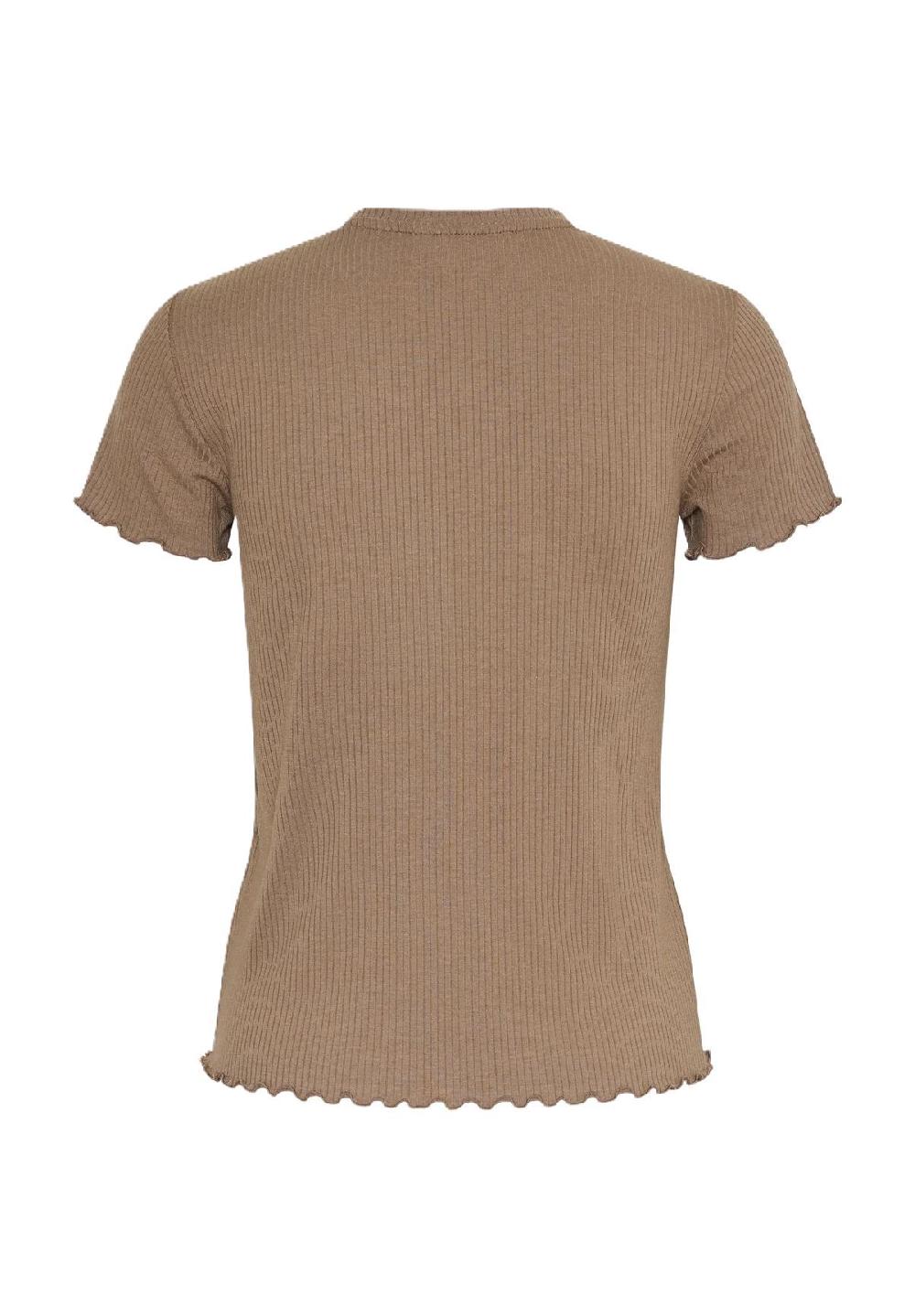 PIECES T-Shirt gewellter Saum Ripp-Optik für Damen Saisonschlussverkauf
