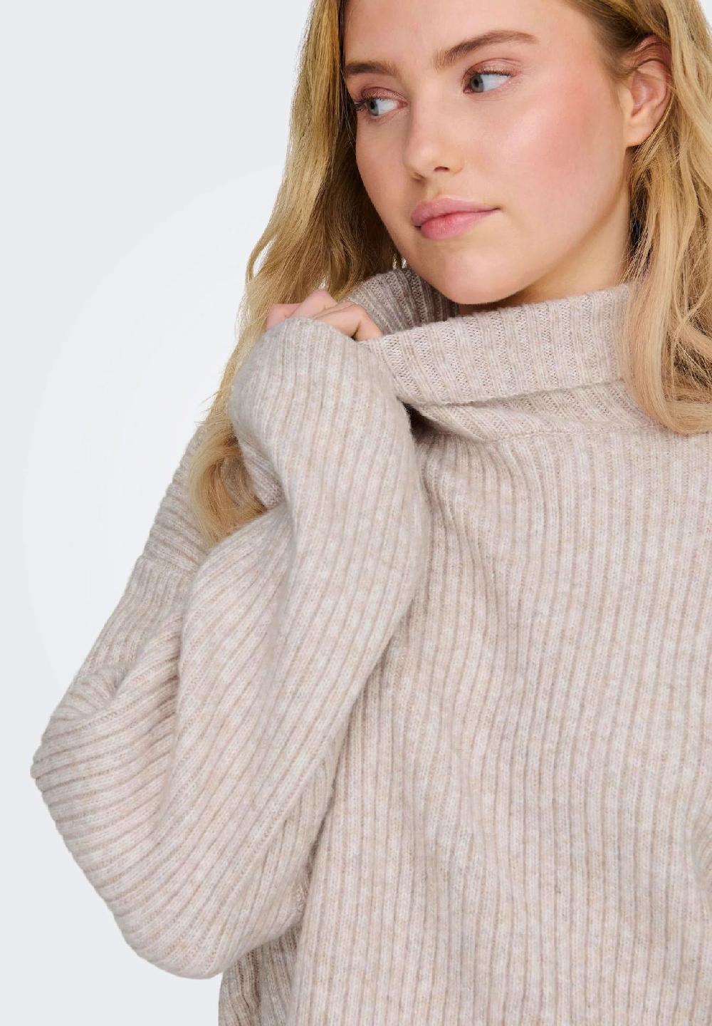 ONLY® Rollkragenpullover "Melanie" Rippbündchen für Damen Lagerräumung