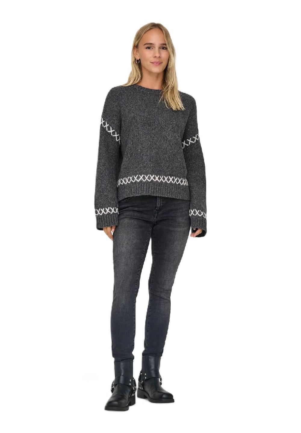 ONLY® Strickpullover "Amanda" Ziernähte für Damen Räumungsverkauf