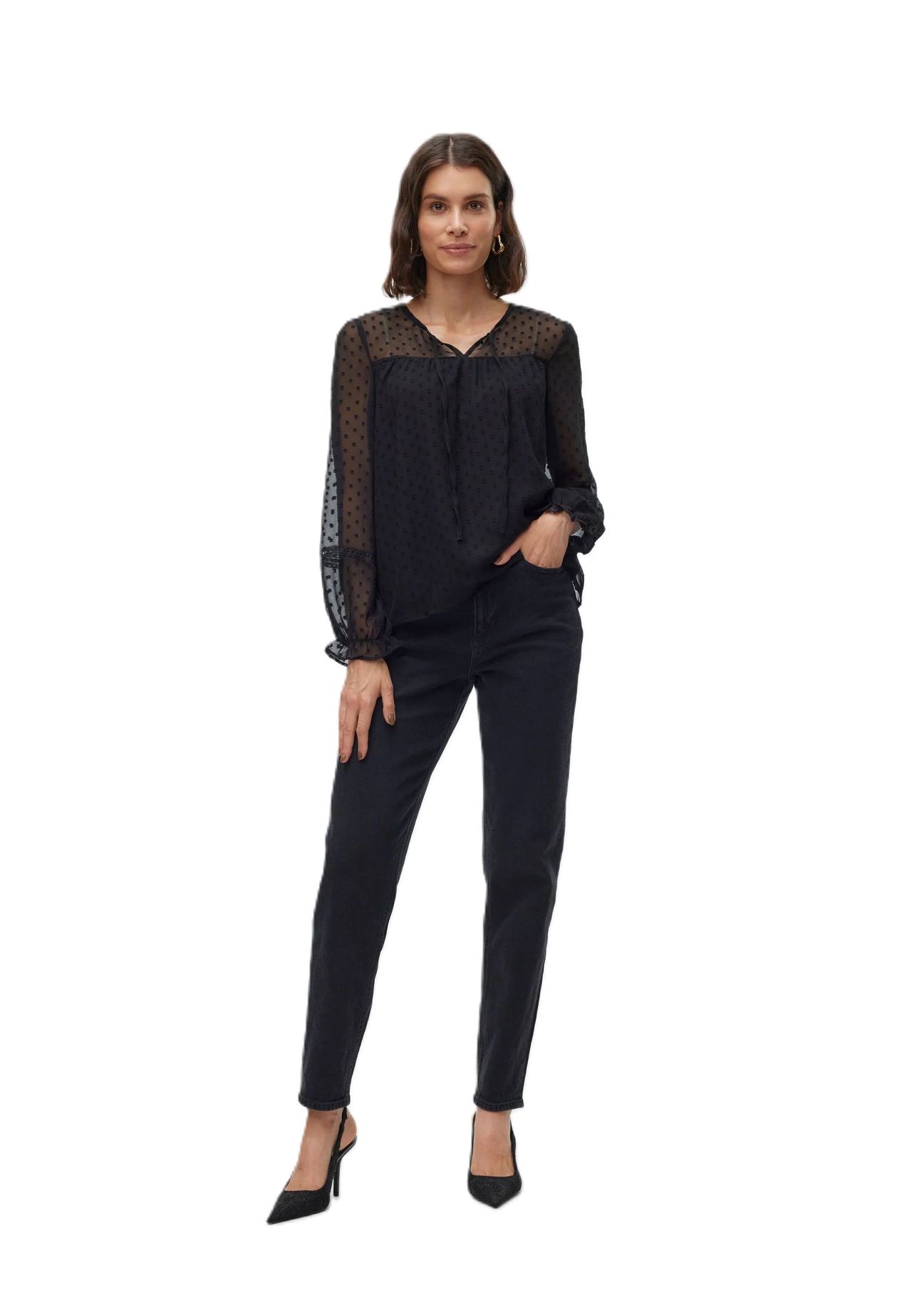 VERO MODA® Shirtbluse "Leah" Schlüsselloch-Ausschnitt für Damen Riesige Ersparnisse