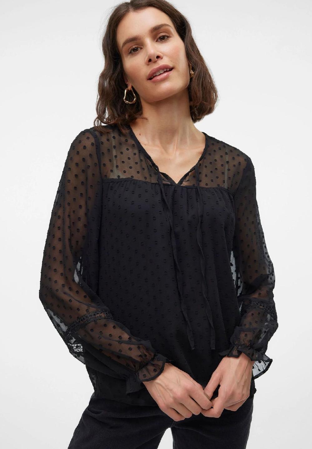 VERO MODA® Shirtbluse "Leah" Schlüsselloch-Ausschnitt für Damen Riesige Ersparnisse