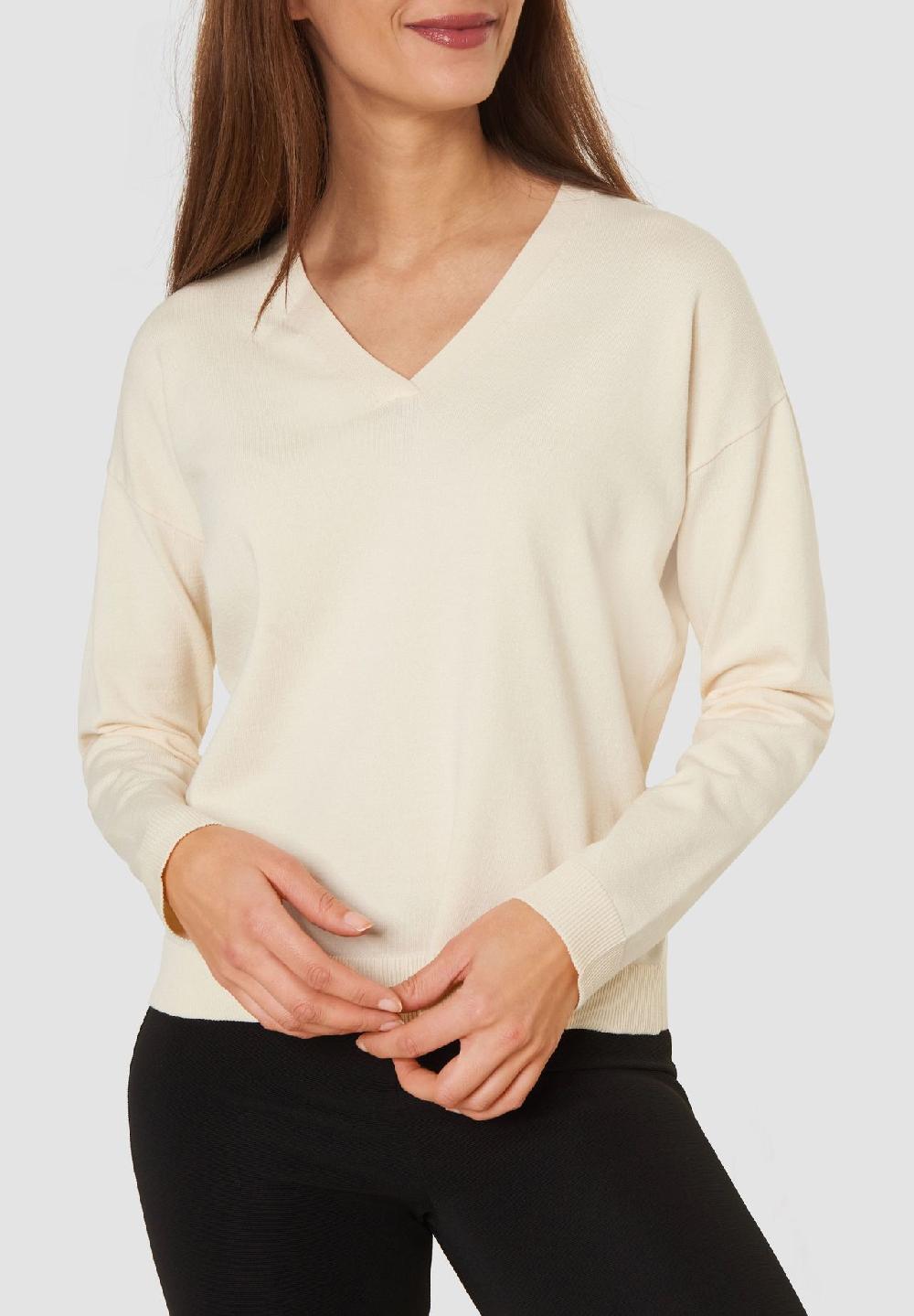 MANGUUN collection Pullover V-Ausschnitt Rippbündchen für Damen Vierteljährliche Förderung