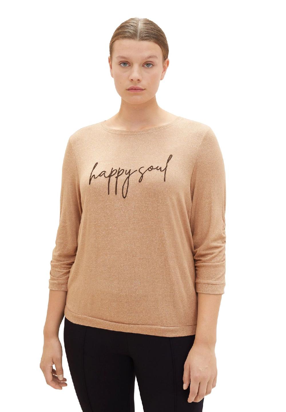 TOM TAILOR plus Shirt 3/4-Arm Melange Raffung für Damen Günstig kaufen