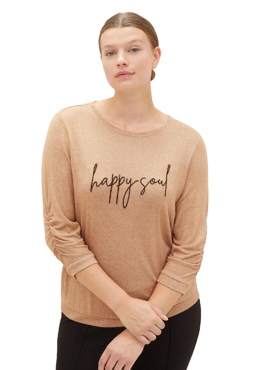 TOM TAILOR plus Shirt 3/4-Arm Melange Raffung für Damen Günstig kaufen