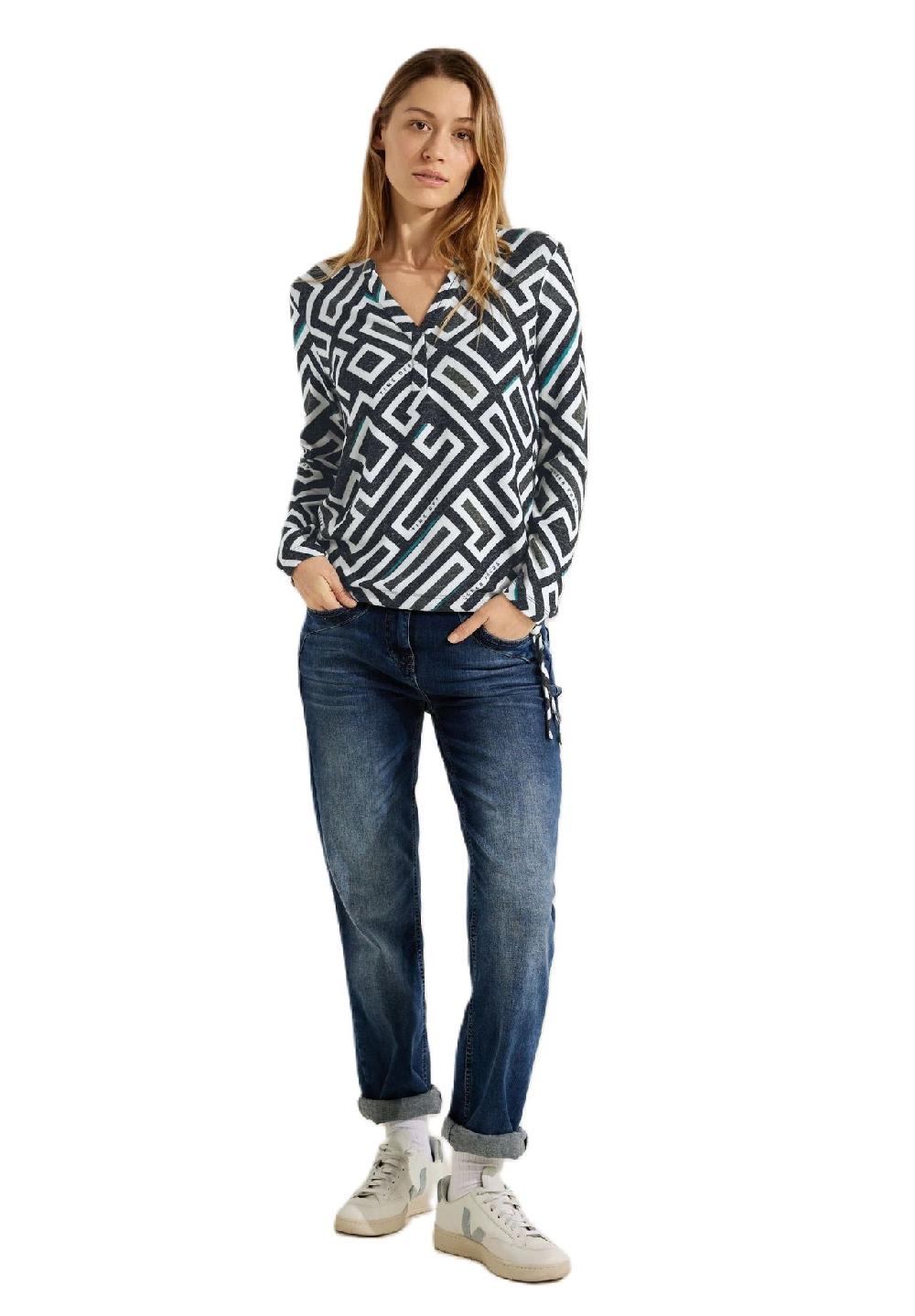 CECIL Tunikashirt Split-Neck grafisch für Damen Sonderangebot