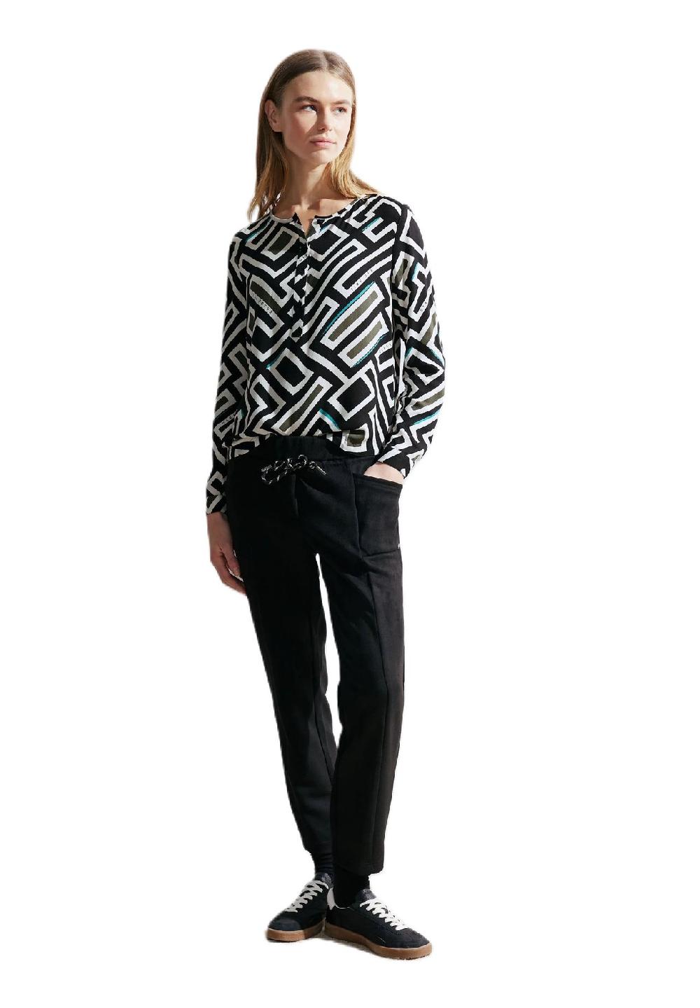 CECIL Shirtbluse Henley-Ausschnitt Allover-Muster für Damen Günstig kaufen