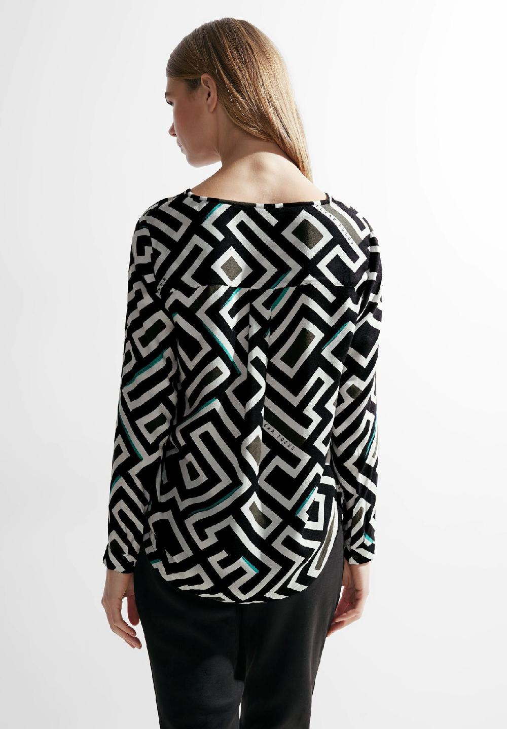 CECIL Shirtbluse Henley-Ausschnitt Allover-Muster für Damen Günstig kaufen
