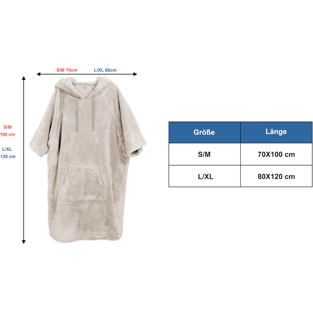 my home Badeponcho »Lillou ideal für Sauna Spa & im Urlaub« (1 St.) weich und kuschelig Fleece Unisex für Damen und Herren Surfponcho Fabrikladen