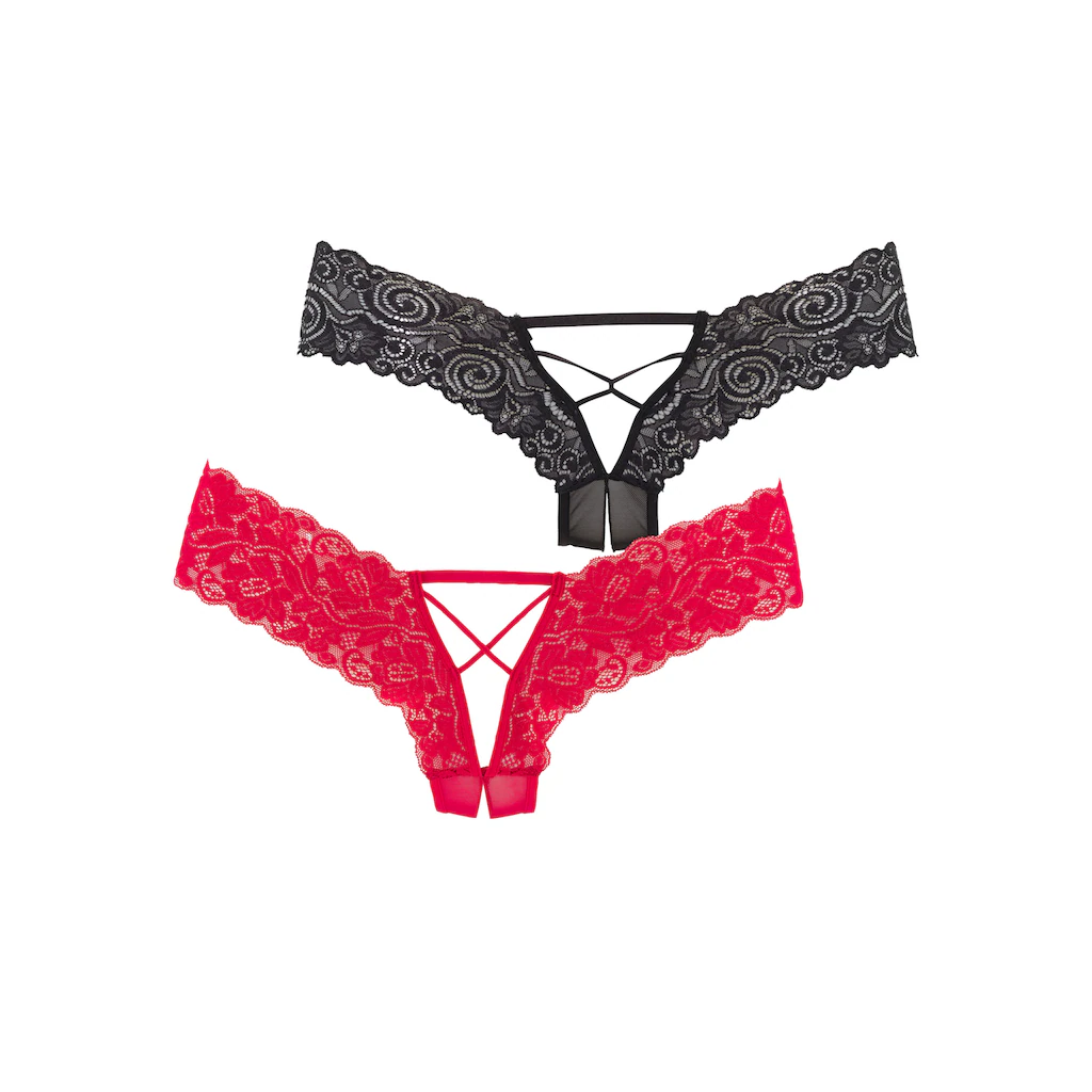 petite fleur gold Panty-Ouvert (Packung 2 Stück) im günstigen Doppelpack mit edlen Schnürungen Reizwäsche online bestellen Preisnachlass